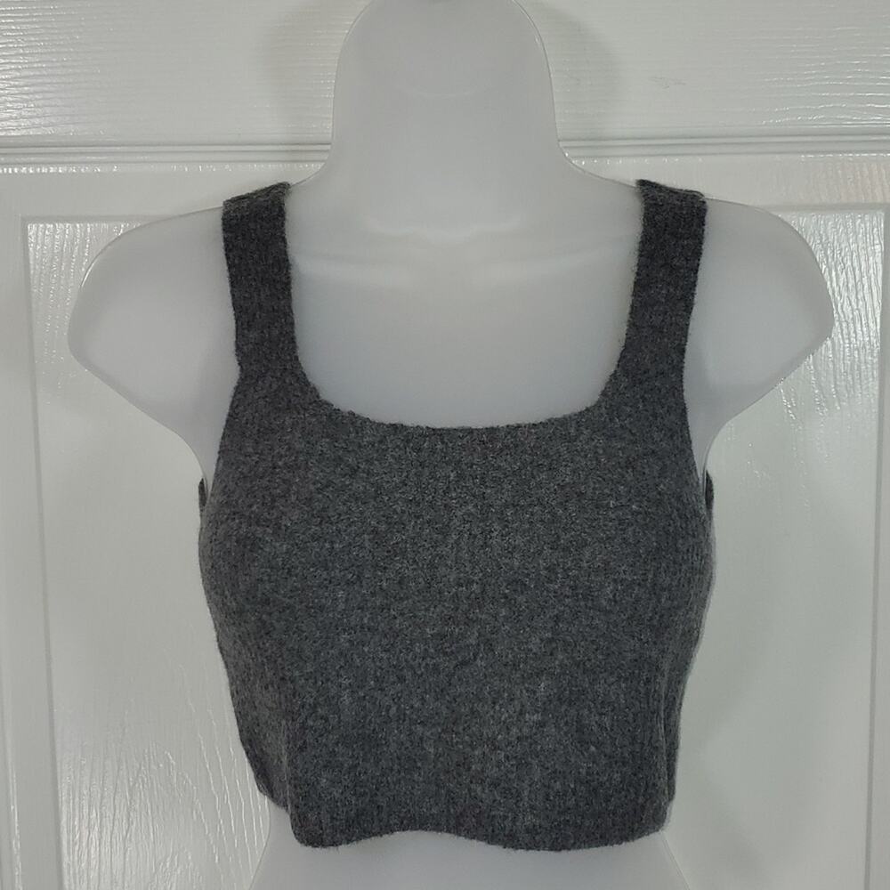 Everlane Women Cozy Stretch Tank Med Wool Blend Soft Cropped Charcoal Gray SZ S